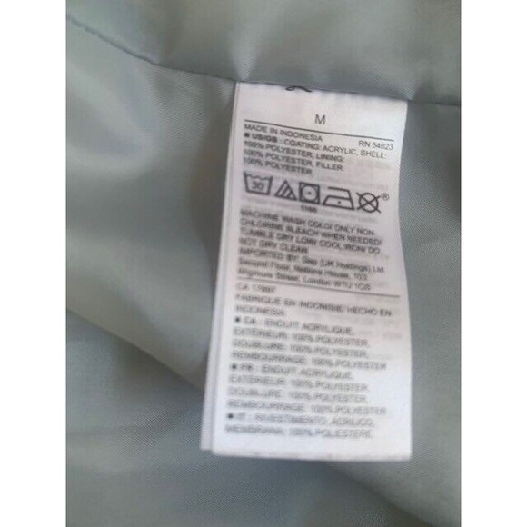 Gap Puffer  Jacket Vest Sleeveless Light Blue & White Womens Medium Full Zip - Picture 7 of 16